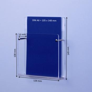 Preview: Wand-Prospekthalter DIN A6 Hochformat  Fülltiefe 23mm